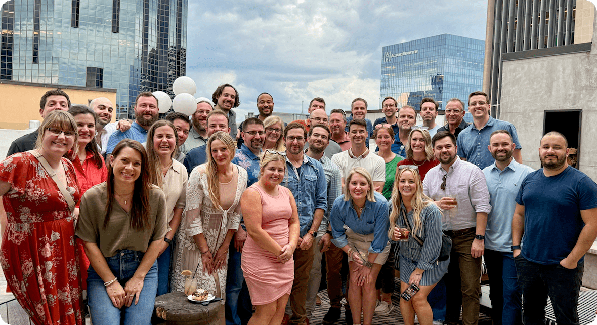 Photo of the SlickText team on a rooftop in Nashville, Tennessee