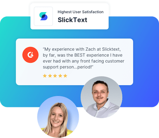 5-star reviews praising the SlickText customer support team