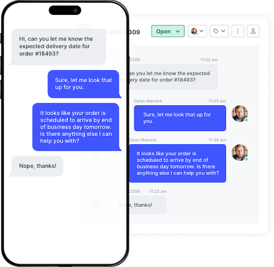 An example of a conversation with the best text messaging service for business