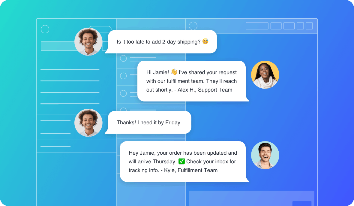 Example of an enterprise SMS conversation powered by SlickText