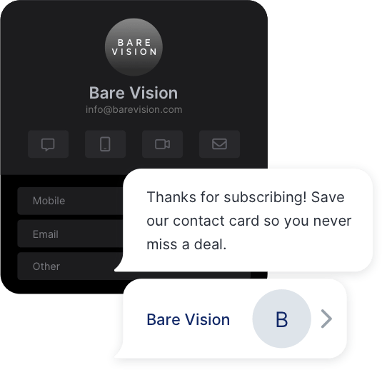 Example of a contact card