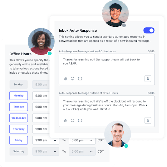 Office Hour Feature with Inbox Auto-Responses for In-Office and Out of Office Hours