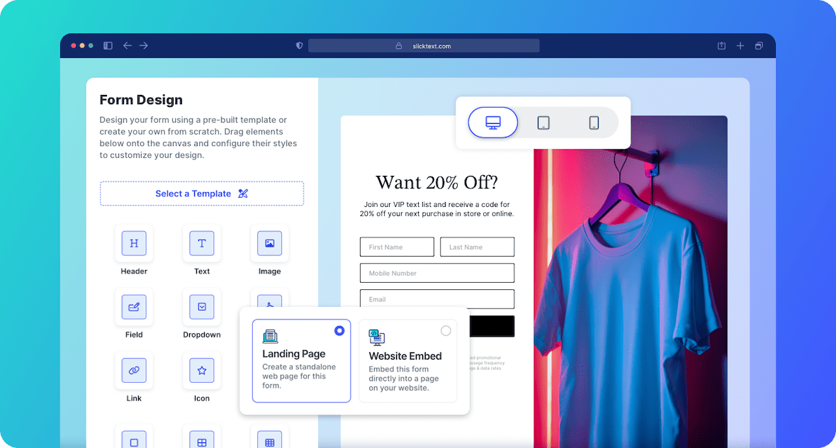 Building a web form for ecommerce with the SlickText drag-and-drop web form builder