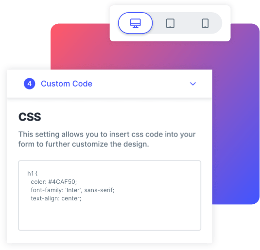 A field in the SlickText web form builder that lets you add custom CSS to your design