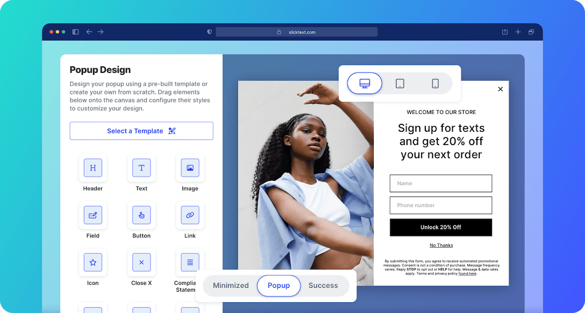 Example of a website popup for an ecommerce store