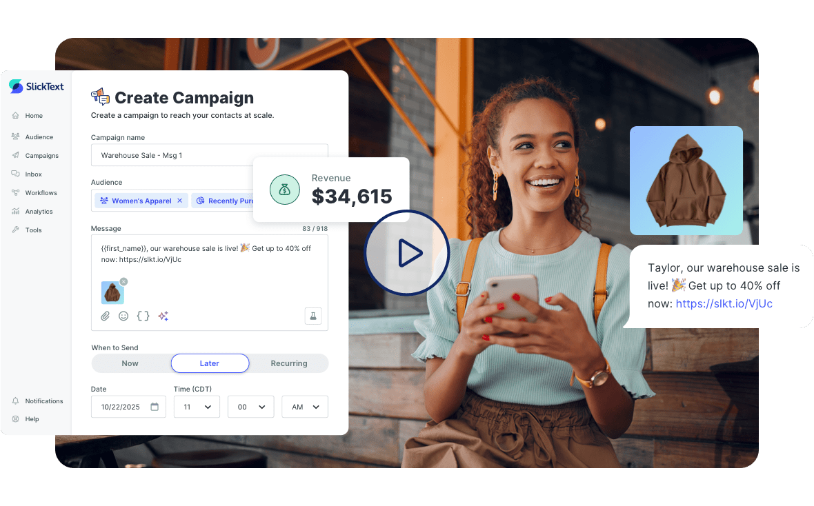 Video explaining the benefits of an ecommerce SMS platform