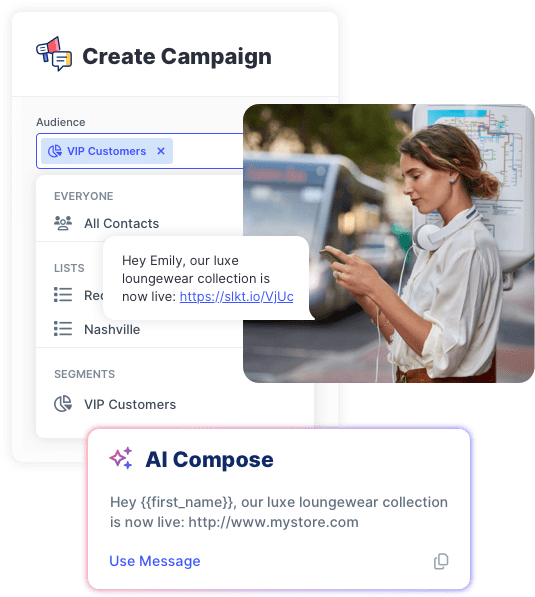 Example of a mass text messaging campaign from SlickText