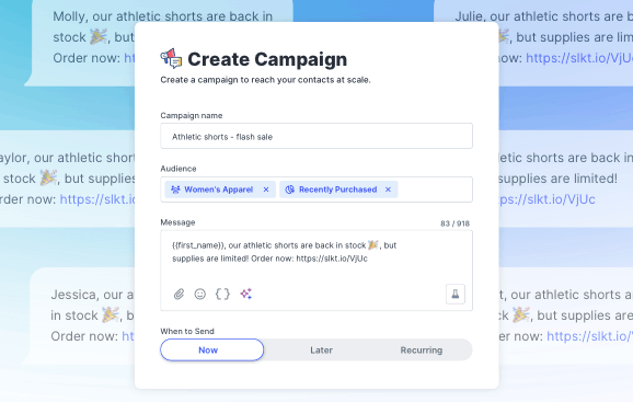 Image of the SlickText mass texting campaign builder