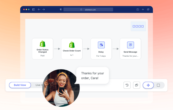 Image of a customer receiving an text message sent through an automated SMS service