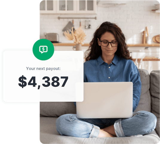 Content creator and small business owner reviewing her next payout from her affiliate partnership with SlickText