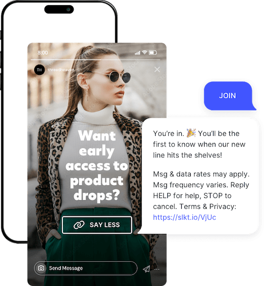 An example of a compliant text message that automatically sends with someone opts into your SMS list