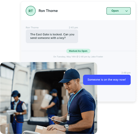 SlickText Inbox showing conversations between employer and employees.